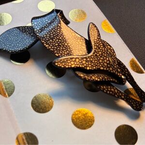 Lea Stein Paris Tate 4.5 Attentive Fox Brooch Gold Mosaïque EUC #clout #bougee